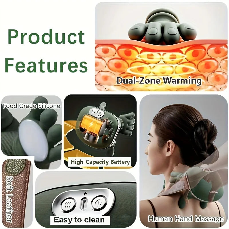 Bionic Neck Shoulder Massager N7 Kneading Massager Shawl 3-Level Modes Neck Cervical Waist Leg Body Muscles Massage Pillow